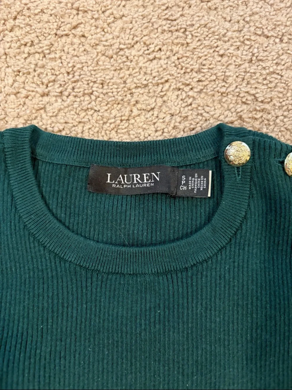 Ralph Lauren Ribbed Button Top - Picture 2 of 5